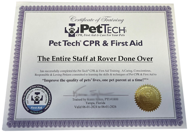 pet tech CPR and first aid certified